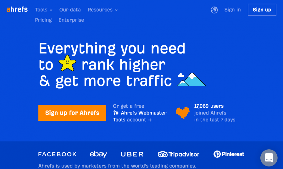 Screenshot from the Ahrefs website