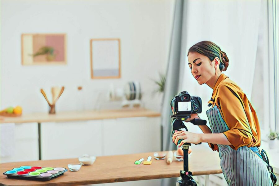 Woman filming product video