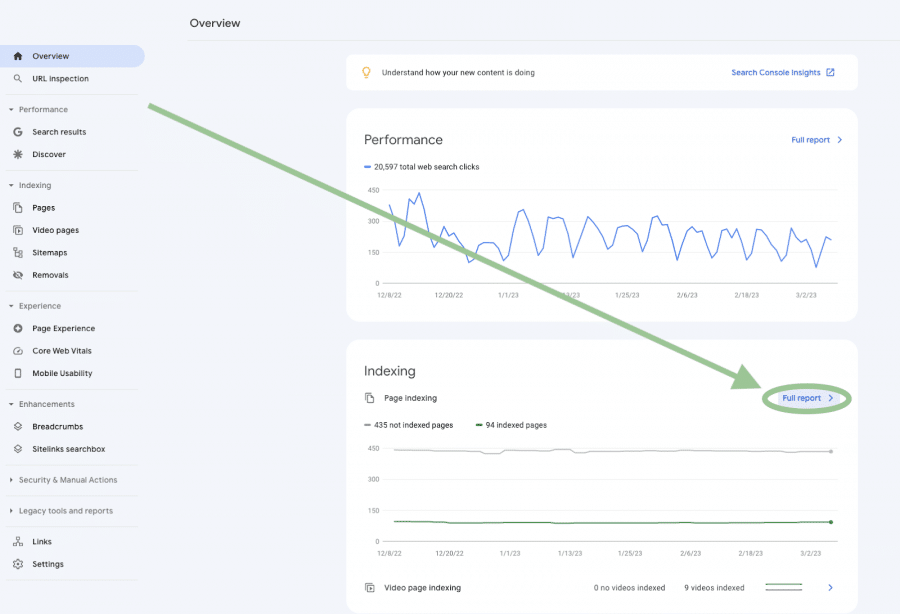 How to obtain full report on Google Search Console