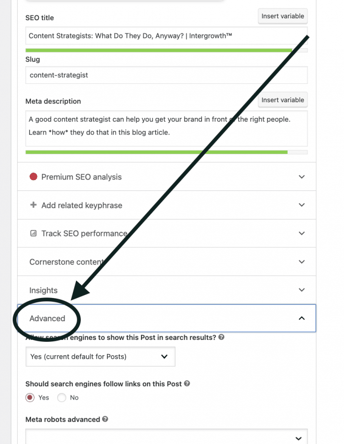 How to remove noindex tag