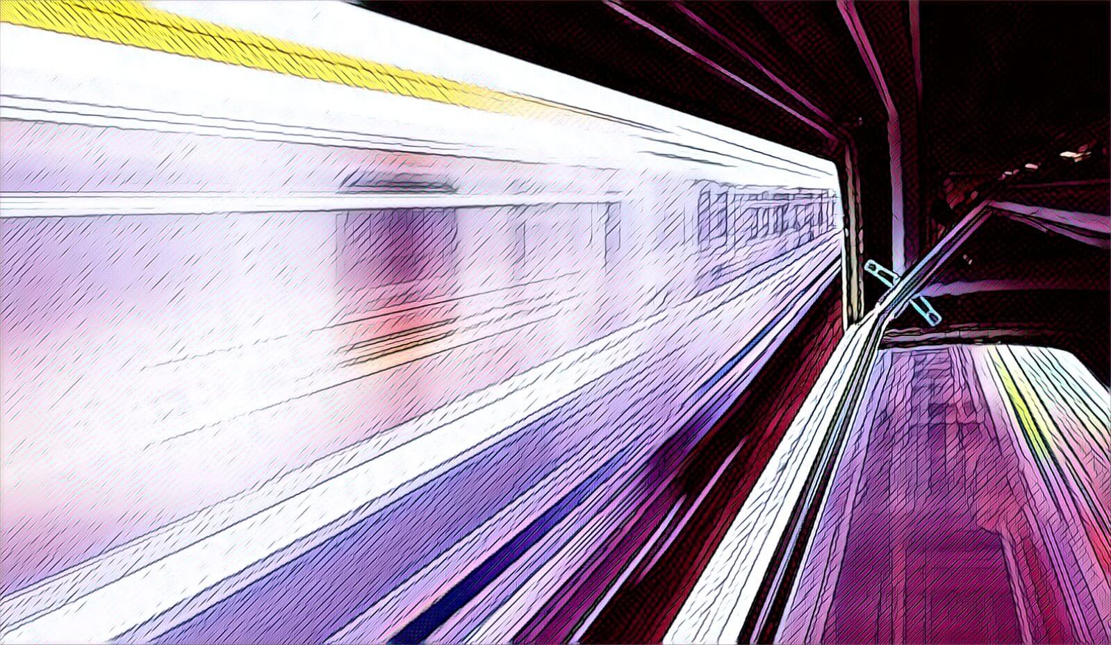 Speeding subway train