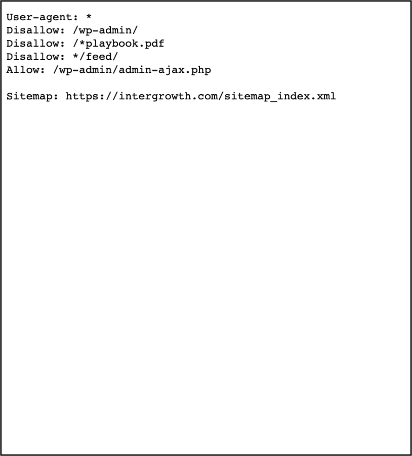 Screenshot of robots.txt file