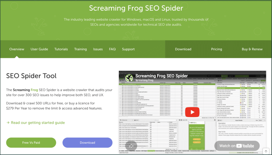 screaming frog screenshot