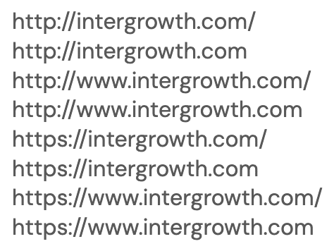 Domain name variants of Intergrowth